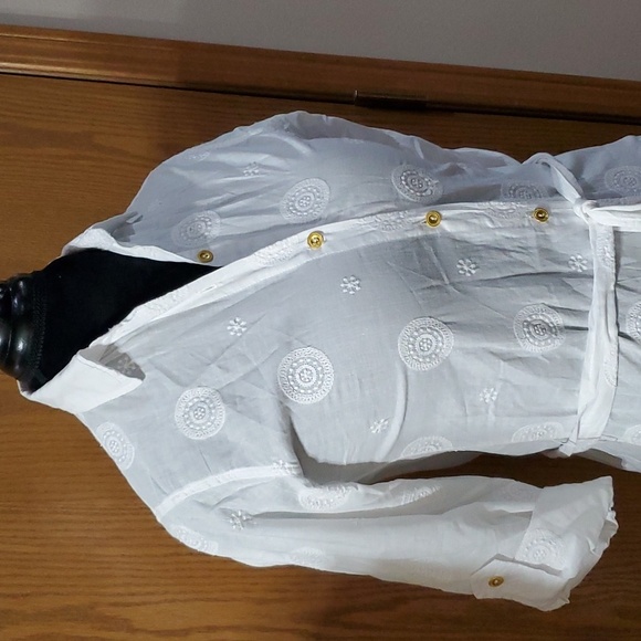 Helen Jon white embroidered beach cover-up with belt - Picture 2 of 7